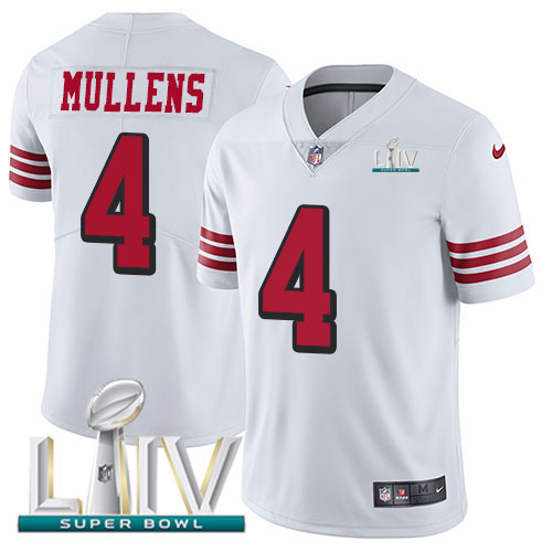 San Francisco 49ers Nike #4 Nick Mullens White Super Bowl LIV 2020 Rush Men Stitched NFL Vapor Untouchable Limited Jersey->youth nfl jersey->Youth Jersey